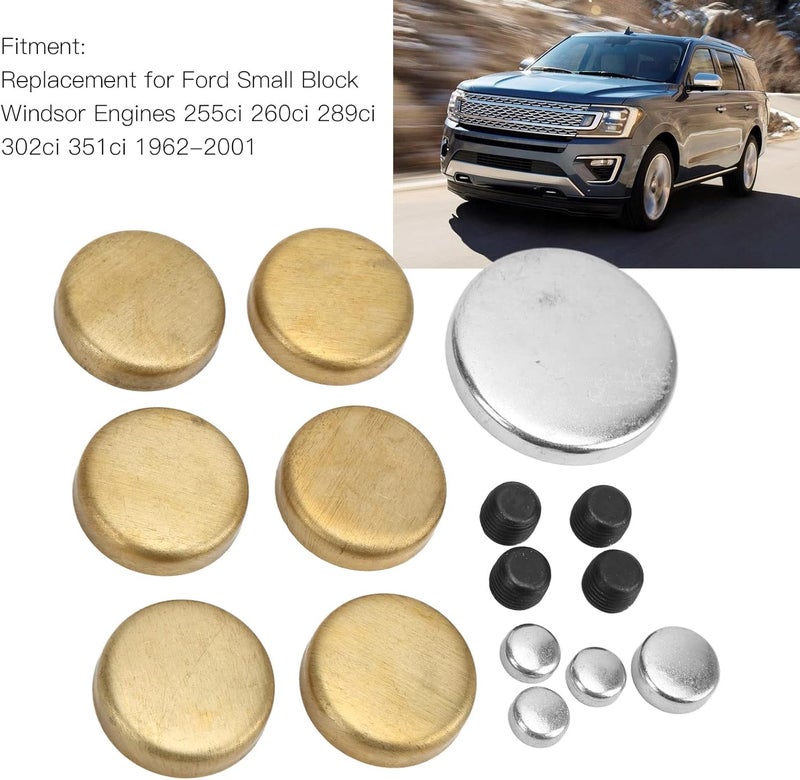 Camrusic Automobile Engine Brass Freeze Plug Parts MPE-108BR Compatible with Ford Small Block Windsor Engines 255ci 260ci 289ci 302ci 351ci 1962-2001 - Image 3
